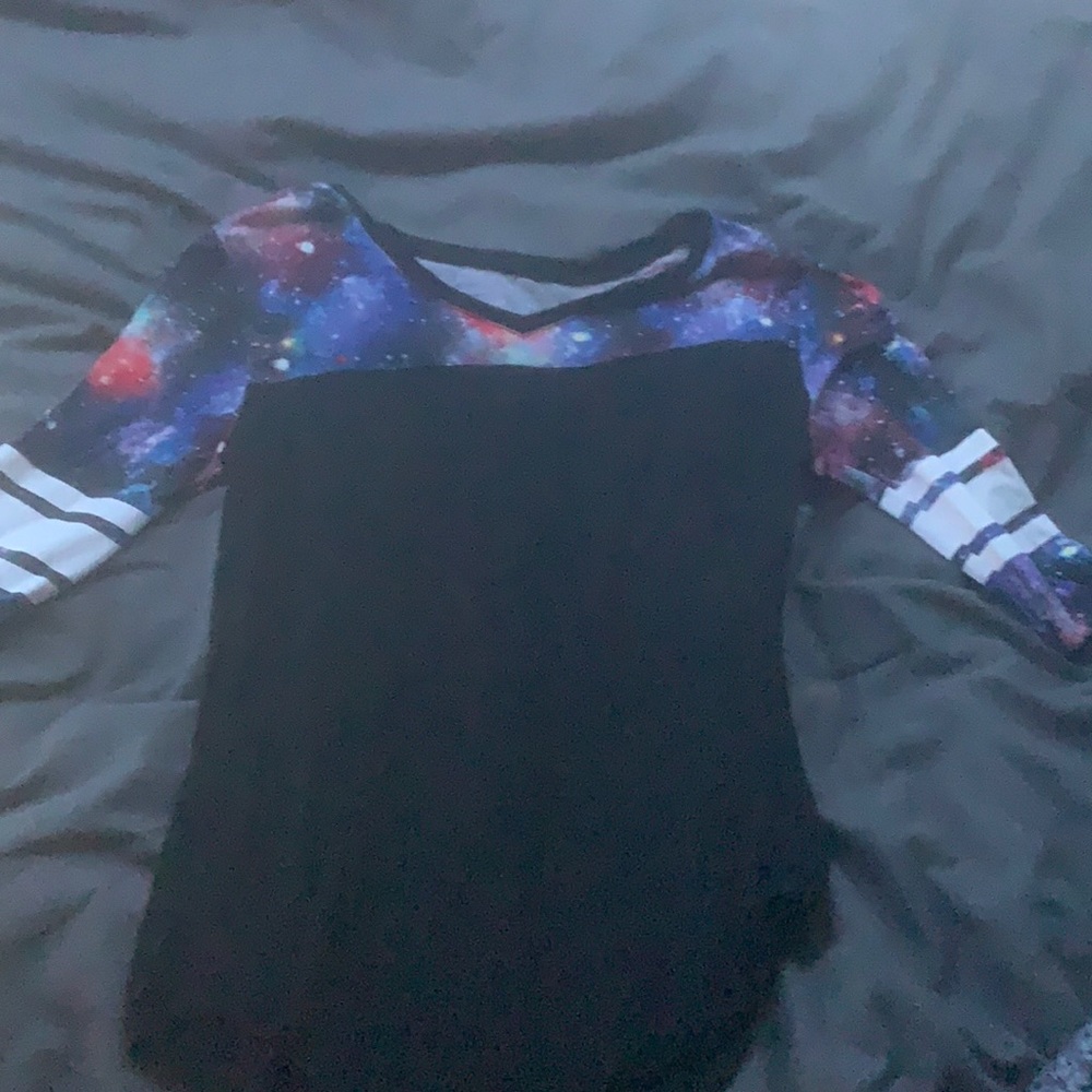 half sleeve galaxy print shirt